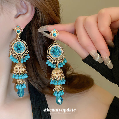 Cross-border new vintage tassel earrings niche light luxury design earrings fashionable high-end earrings