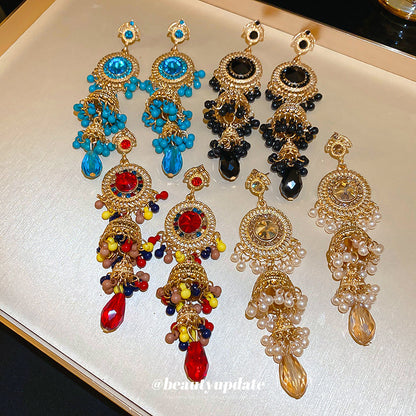 Cross-border new vintage tassel earrings niche light luxury design earrings fashionable high-end earrings