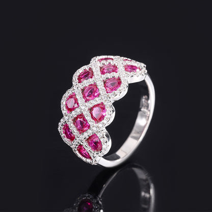 Zhuang Shengsheng Jewelry Copper Base Gold-plated European and American Simulation Colored Gemstone Ring Retro Style Ring Shining Diamond-studded Ladies Ring