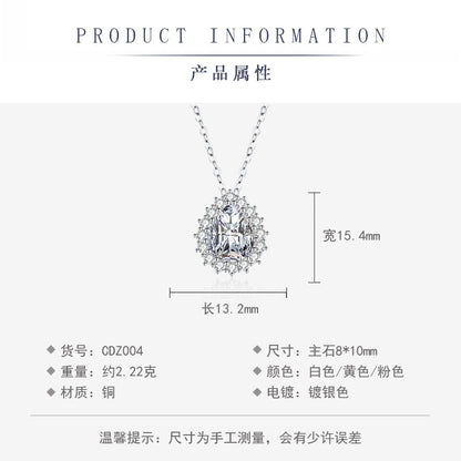 Tik Tok live broadcast moissanite pendant fashion yellow diamond pink diamond necklace moissanite pendant accessories wholesale manufacturer